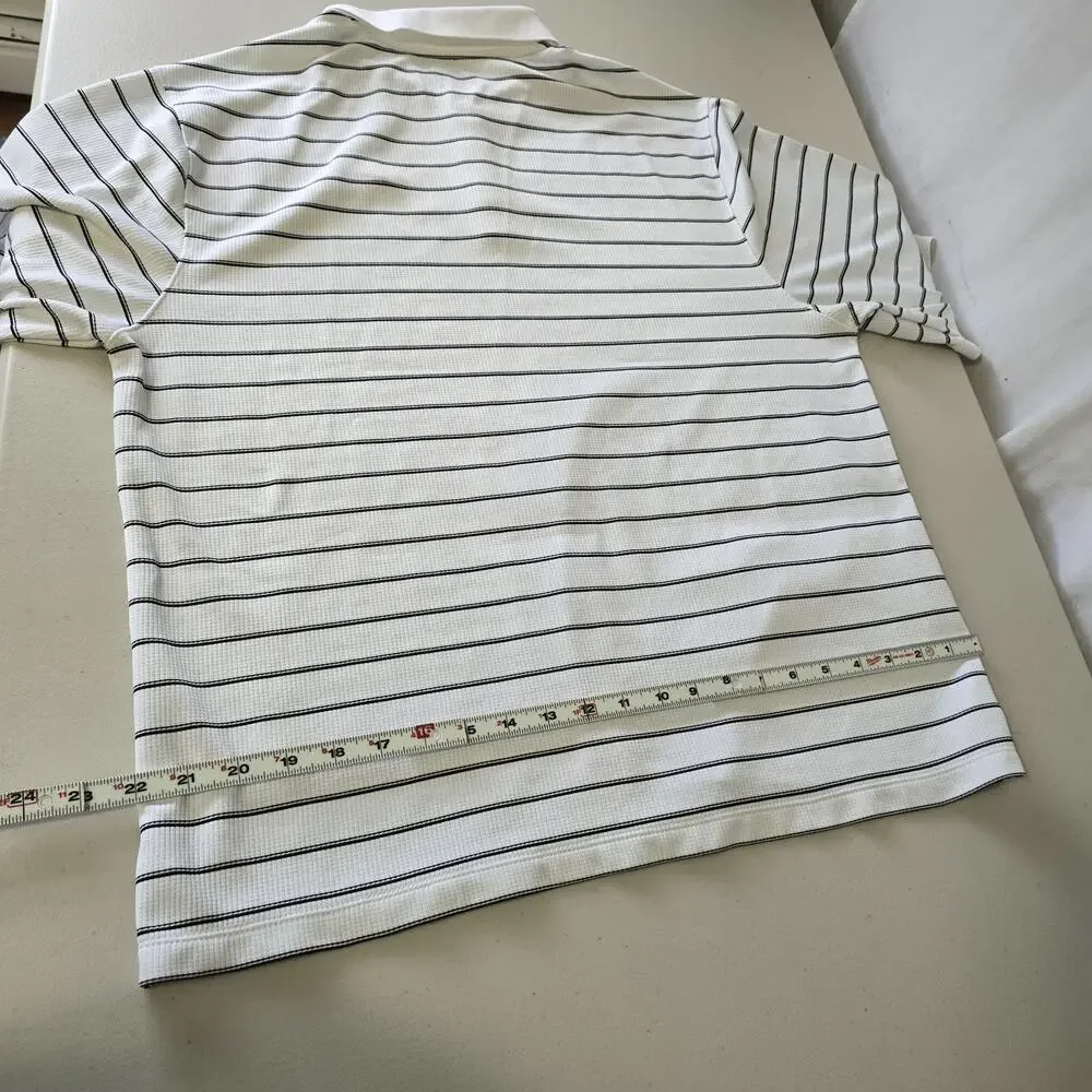 Nike Dri-Fit Polo Shirt Men's XL * White Black Stripe Short Sleeve Preppy Swoosh
